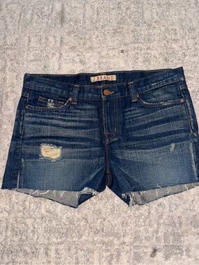 J Brand Indigo Distressed Frayed Hem Denim Shorts